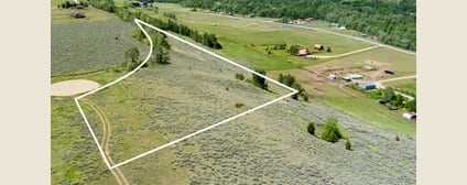 Aerial view of Lot 4 with approximate boundary outline along Pleasant Drive